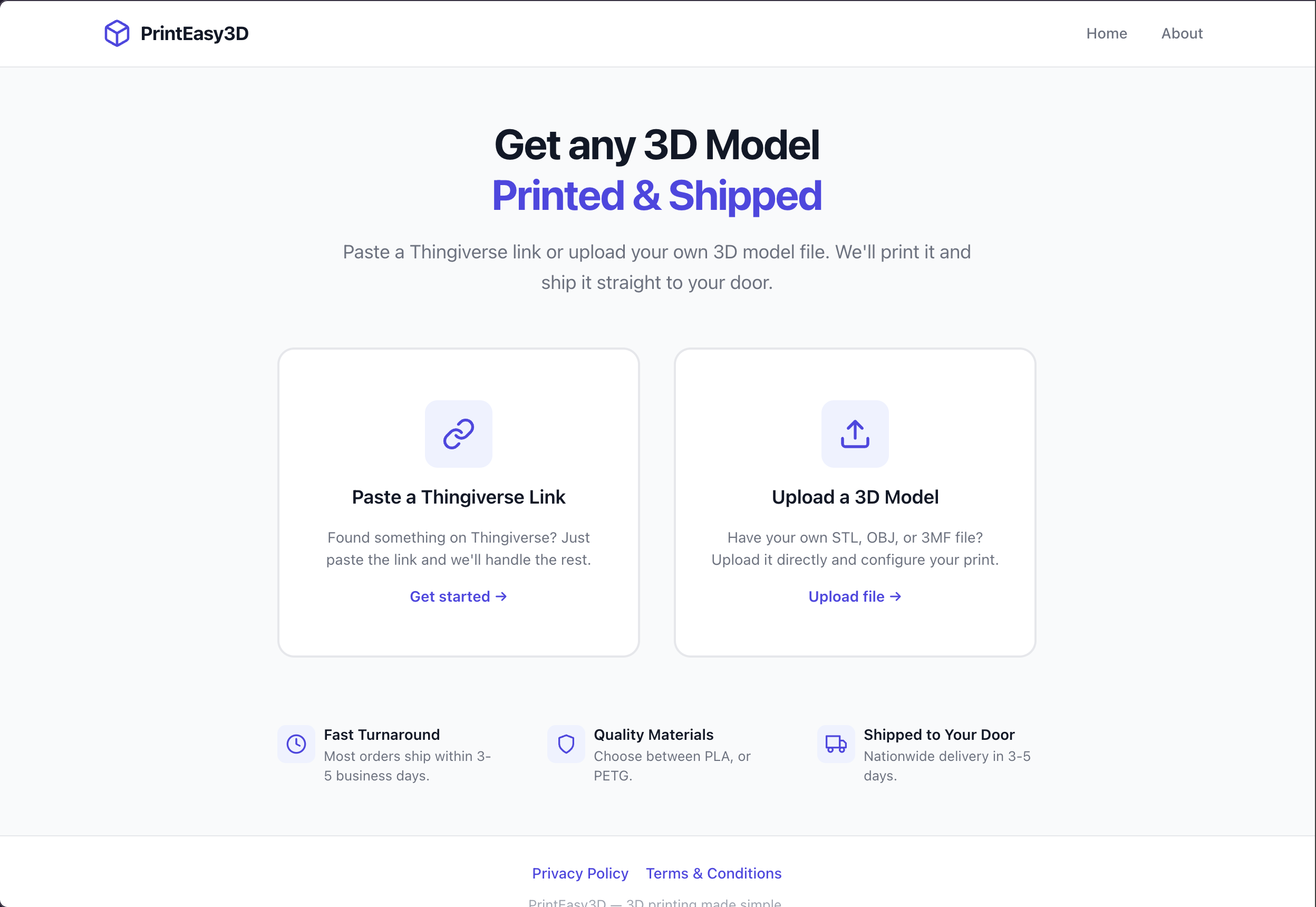 PrintEasy3D model ordering interface