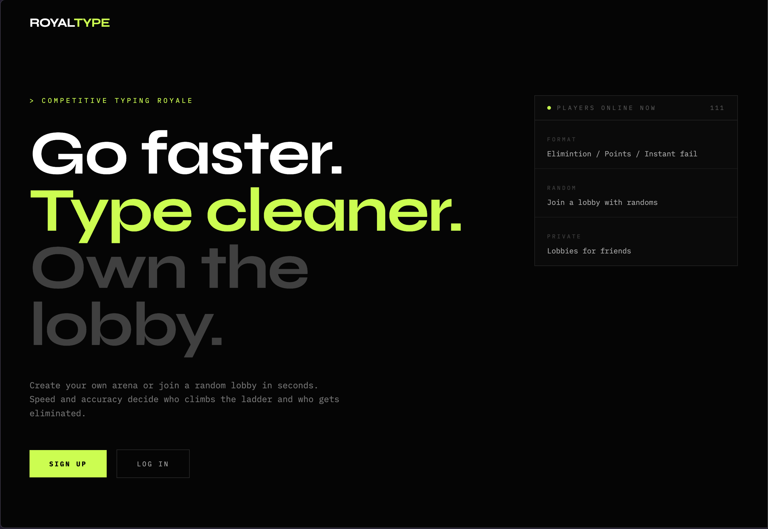 RoyalType multiplayer typing interface